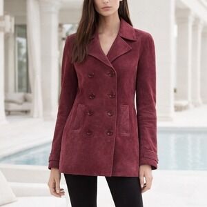 Vintage B Lucid SMALL Raspberry Red Wine Purple Suede‎ Leather Mid Length Jacket